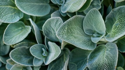 Close-up of Green Leaves with Veins