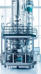 A well-equipped industrial lab features sophisticated testing machinery and ample sunlight illuminating the workspace