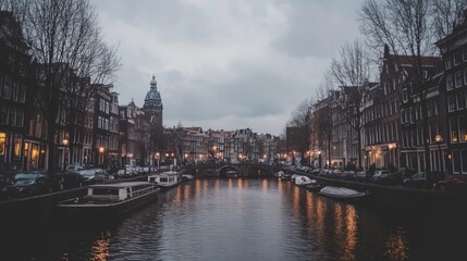 Fototapeta premium Evening Serenity in Amsterdam