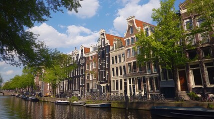 Naklejka premium Scenic Canal View in Amsterdam