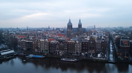 Obraz premium Aerial View of Amsterdam Cityscape