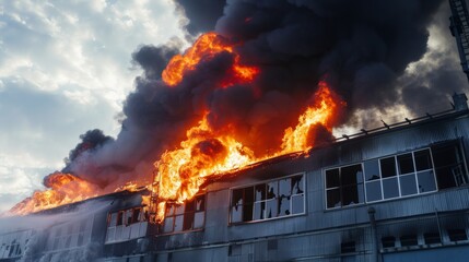fire in a warehouse or building