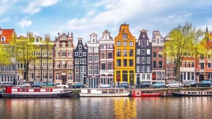 Fototapeta premium Colorful Canal Houses in Amsterdam