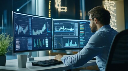 Data Analyst Working with Multiple Monitors