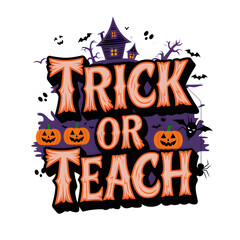 Celebrate Halloween with a playful design featuring ghosts, pumpkins, and a spooky house. Perfect for festive decorations.