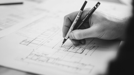 Architectural Drafting in Black and White