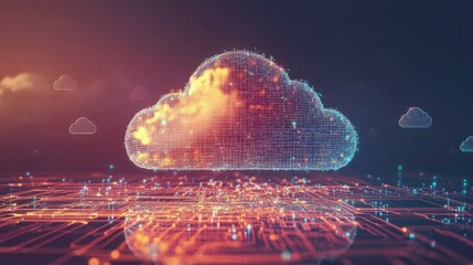 Futuristic Cloud Computing Concept with Digital Data Connections