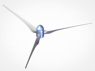 High-Quality 3D Render of a Wind Turbine Propeller for Renewable Energy, Highlighting Wind Power, Sustainability, Engineering Design. Ideal for Illustrations in Environmental and Industrial Projects