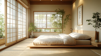 Japanese style bedroom, japanese room, traditional, japanese, futon, wa style, bedroom, 