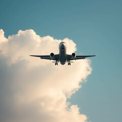 Obraz premium airplane in the sky between clouds 