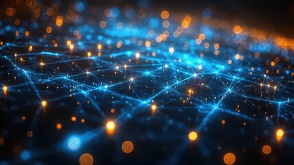 abstract tech network glowing blue connections on white backdrop digital data visualization futuristic interface ai concept geometric patterns clean design