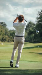 Golfer Swinging on the Course
