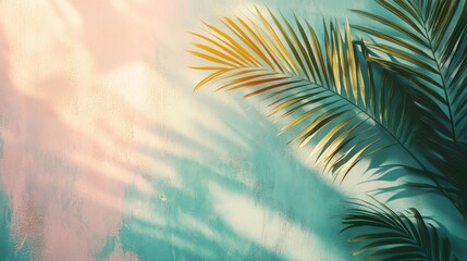 Palm Fronds and Shadows on a Textured Wall
