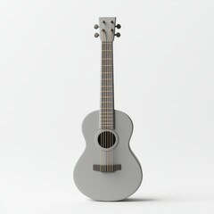 Obraz premium Cute Silver Acoustic Guitar 3D Render: Minimalist Pastel Design
