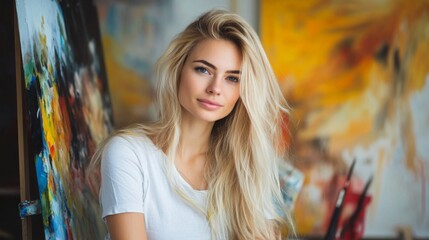 Naklejka premium Artistic Portrait of a Woman in Studio
