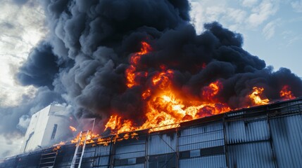 fire in a warehouse or building