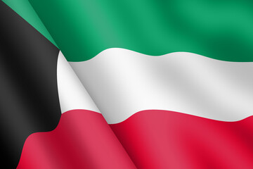 Kuwait waving flag 3d illustration