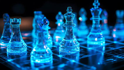 Futuristic digital chessboard showcasing AI integration in web design.