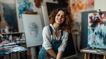 Joyful Artist in Studio