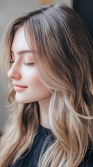 Naklejka premium Serene Portrait of a Young Woman