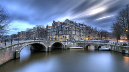 Obraz premium Serene Evening in Amsterdam