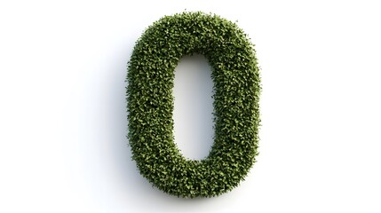 Photorealistic Number "0" Formed from Lush Greenery, Representing Growth and Vitality, Isolated on a White Background, Perfect for Eco-Friendly and Nature-Inspired Designs