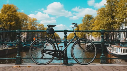 Obraz premium Bicycle by the Canal in Autumn