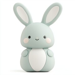 Obraz premium Adorable Pastel Bunny: 3D Cute Rabbit Illustration with Floppy Ears