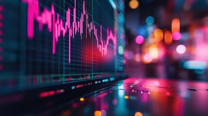 Obraz premium Stock market analysis with stock prices and charts on a screen, analytical style, sharp focus, high detail, bright lighting