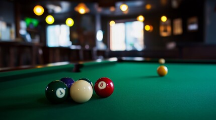 Close-Up of Pool Balls on Table