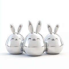 Obraz premium Cute Pastel Silver Caxixi: 3D Minimalist Design with Smooth Shapes