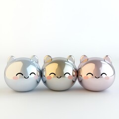Fototapeta premium Cute Pastel Silver Caxixi: Minimalist 3D Design on White Background