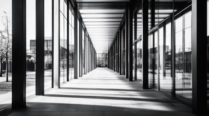 Modern Architectural Corridor in Black and White