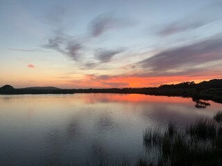 sunset over the lake