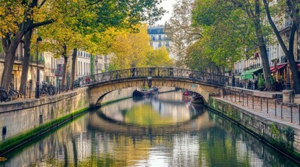 Obraz premium Serene Canal in Autumn