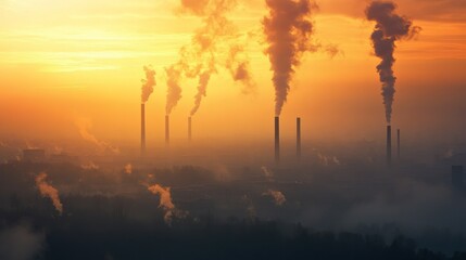Industrial Pollution at Sunset