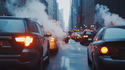 Obraz premium Urban Traffic and Fog