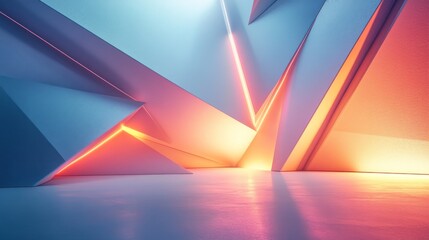 Abstract Geometric Composition with Glowing Lines