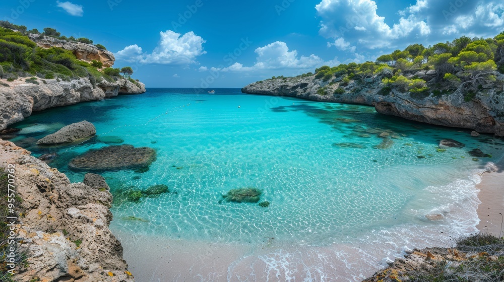 Wall mural beautiful beach with crystal clear water