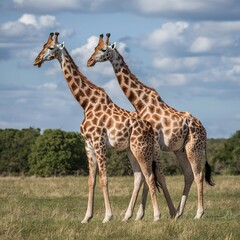 Fototapeta premium Giraffes in the savannah wildlife nature concept animal