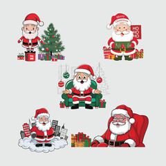 cute santa claus cartoon that brings gifts in white background-2