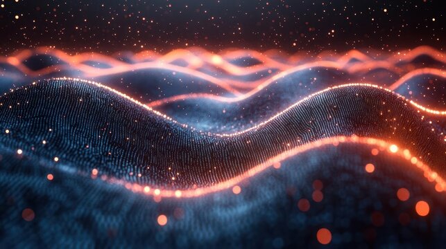 data visualization wonderland swirling streams of information glowing particles binary code rain futuristic holographic interface