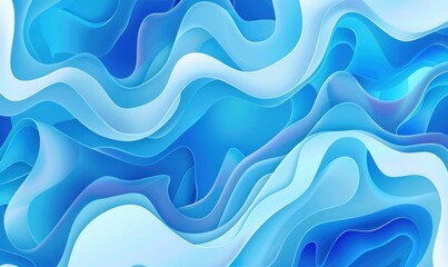 Fototapeta premium Abstract blue and white wavy shapes forming a fluid pattern. Dynamic background design for creative projects and print.