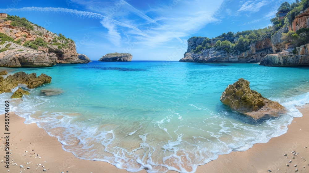 Wall mural beautiful beach with crystal clear water