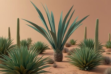 Fototapeta premium 3D Artistic Portrayal of Nassella Tenuissima in a Landscape Design with Elongated Leaves and Desert Charm