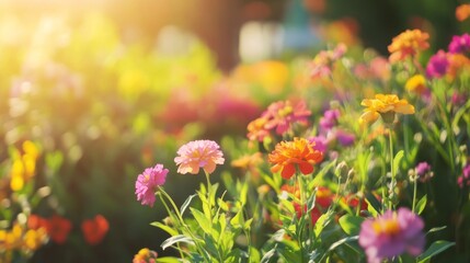 Obraz premium Vibrant Flower Garden in Sunlight