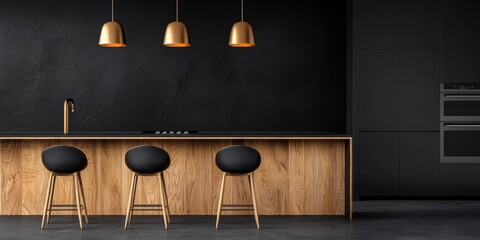 A contemporary kitchen with wooden cabinetry and integrated appliances, designed for a modern home