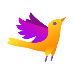 Hand drawn bird illustration on the white