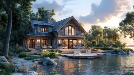 Obraz premium Elegant beachfront architecture displayed in stunning design and photography images