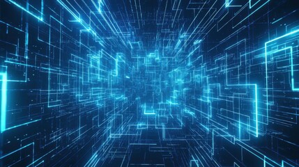 Futuristic Digital Background Featuring Glowing Neon Lines in a Vibrant, High-Tech Environment Showcasing Depth and Innovation